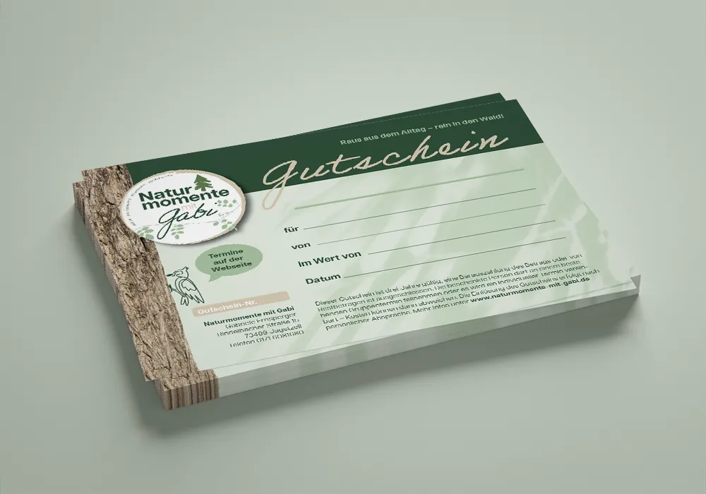 Gutscheindesign für die Waldpädagogin Gabi Ernsperger aus Jagstzell
