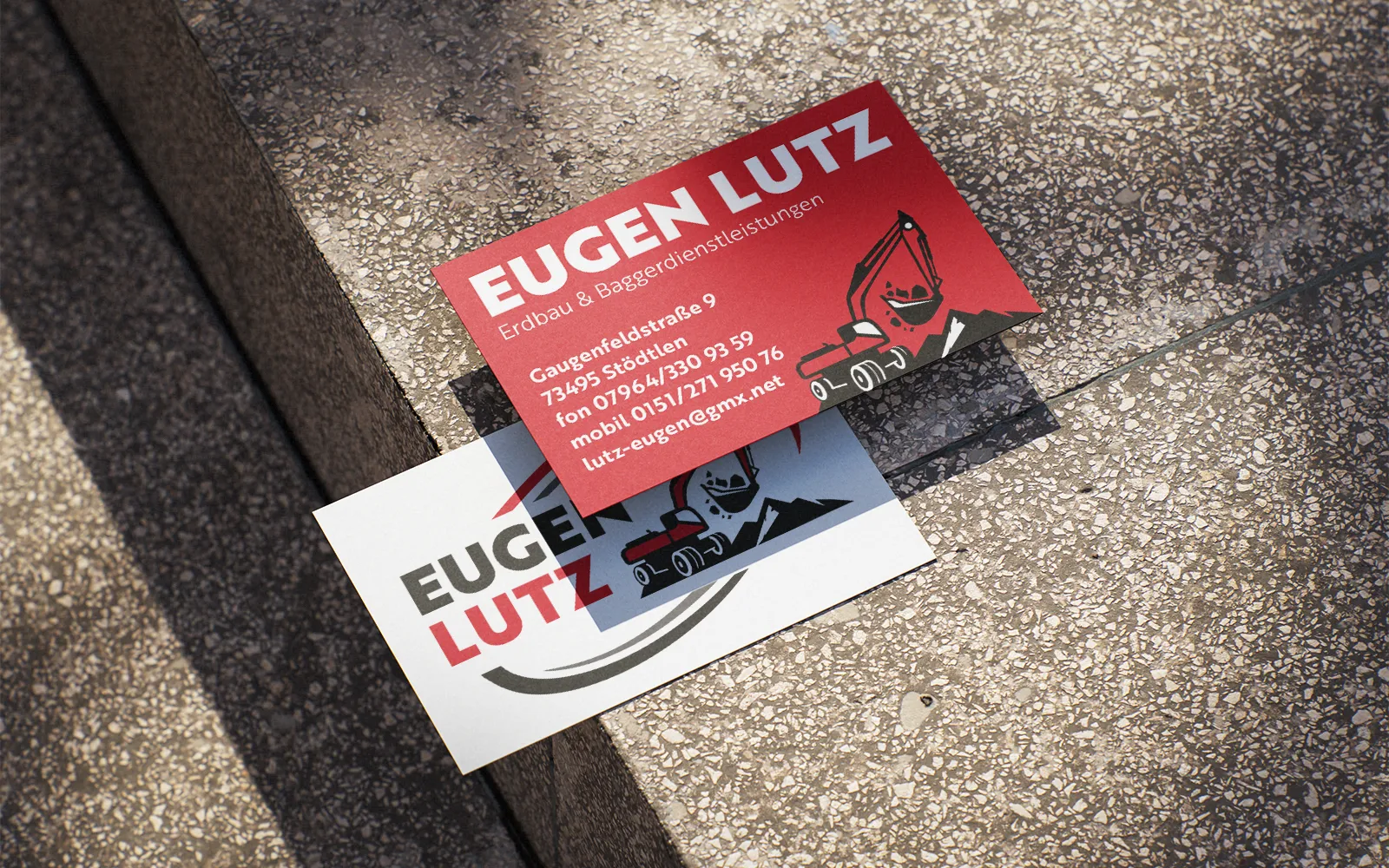 Visitenkarte Rückseite und Vorderseite von Eugen Lutz aus Stödtlen